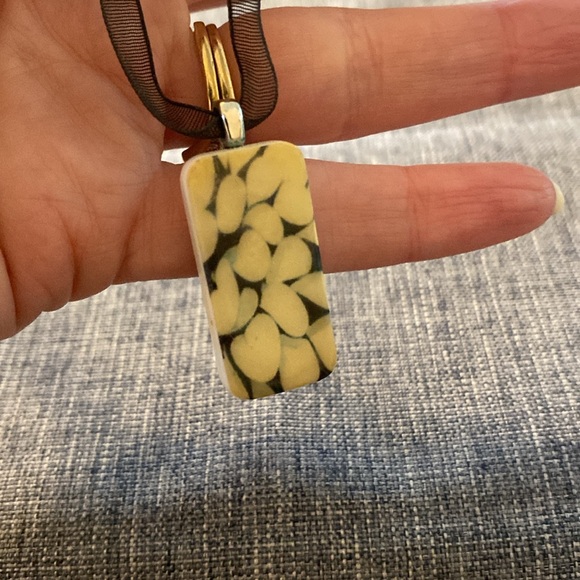 Handmade Necklace Made With A Domino Ribbon Silver Colored Hardware - Picture 13 of 13